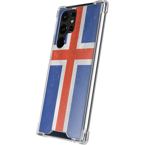 Iceland Flag Distressed Galaxy S22 Ultra Clear Case