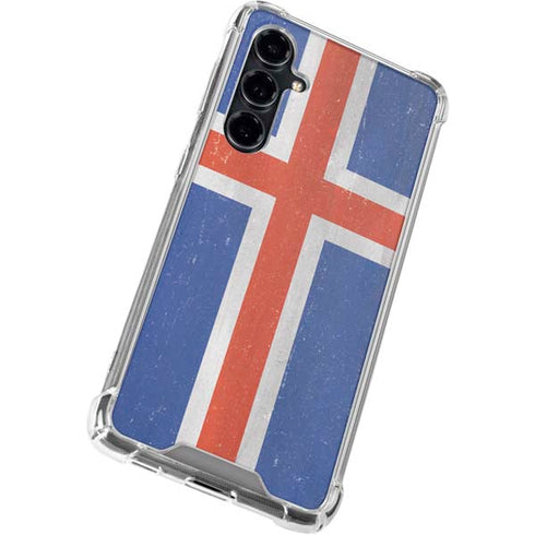 Iceland Flag Distressed Galaxy S23 FE Clear Case