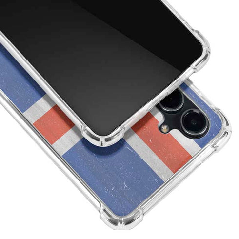 Iceland Flag Distressed Galaxy S23 FE Clear Case