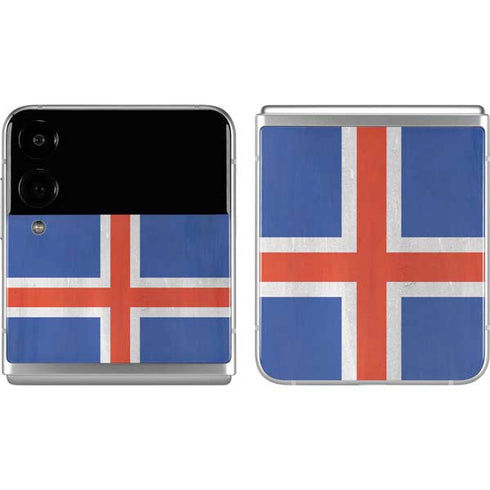 Iceland Flag Distressed Galaxy Z Flip4 5G Skin