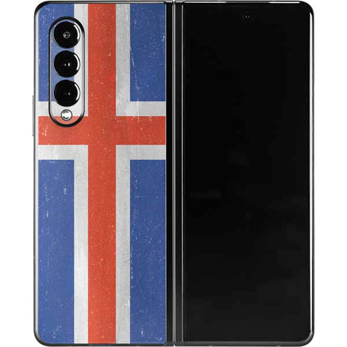 Iceland Flag Distressed Galaxy Z Fold3 5G Skin