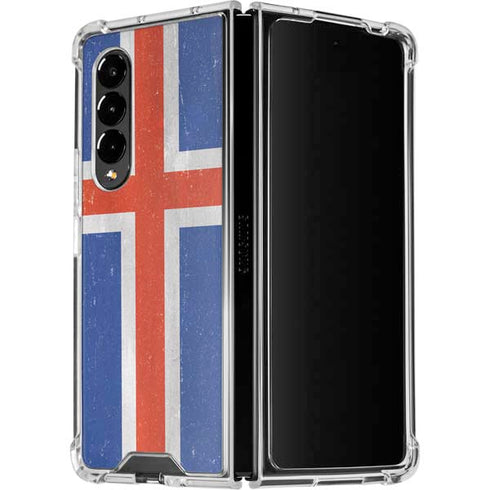 Iceland Flag Distressed Galaxy Z Fold4 5G Clear Case