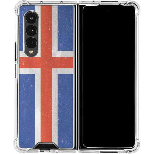 Iceland Flag Distressed Galaxy Z Fold4 5G Clear Case