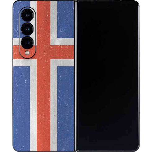 Iceland Flag Distressed Galaxy Z Fold4 5G Skin