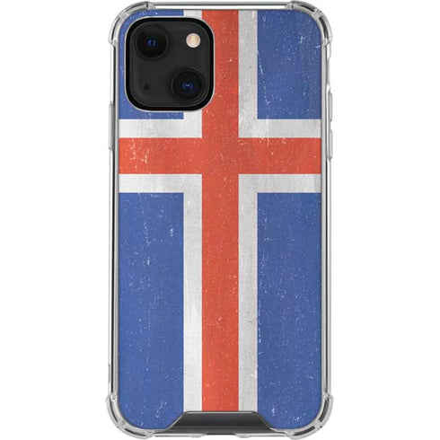 Iceland Flag Distressed iPhone 15 Plus Clear Case