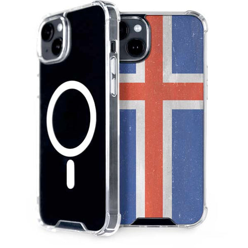 Iceland Flag Distressed iPhone 15 Plus MagSafe Case