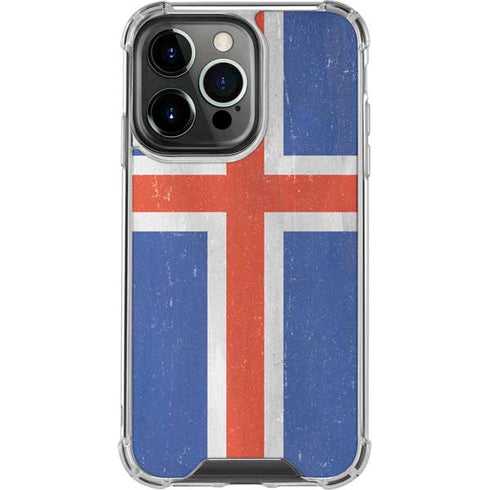 Iceland Flag Distressed iPhone 14 Pro Clear Case