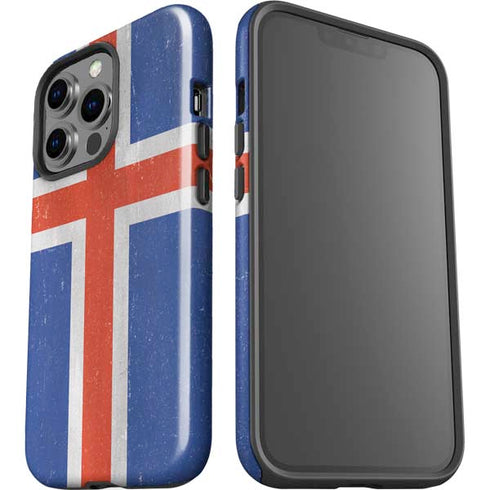 Iceland Flag Distressed iPhone 14 Pro Impact Case