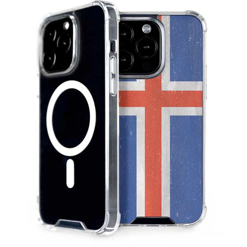 Iceland Flag Distressed iPhone 14 Pro MagSafe Case