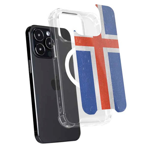 Iceland Flag Distressed iPhone 15 Pro MagSafe Case