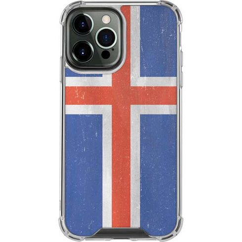 Iceland Flag Distressed iPhone 14 Pro Max Clear Case