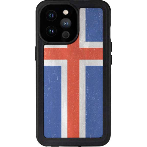 Iceland Flag Distressed iPhone 14 Pro Max Waterproof Case