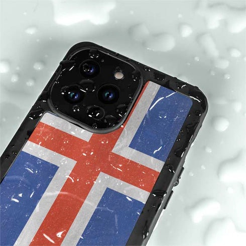 Iceland Flag Distressed iPhone 14 Pro Max Waterproof Case