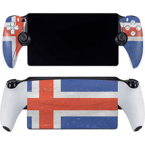 Iceland Flag Distressed PlayStation Portal Remote Player Skin