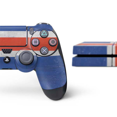 Iceland Flag Distressed PS4 Console and Controller Bundle Skin
