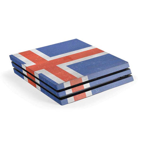 Iceland Flag Distressed PS4 Pro Console Skin