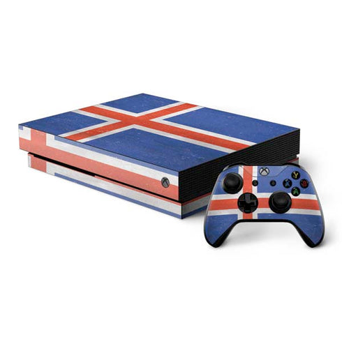 Iceland Flag Distressed Xbox One X Bundle Skin