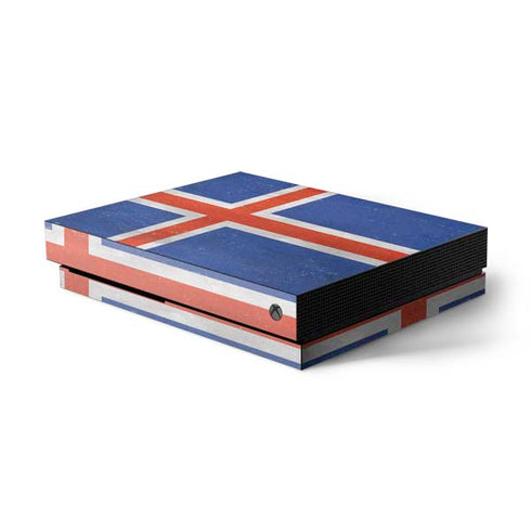 Iceland Flag Distressed Xbox One X Console Skin
