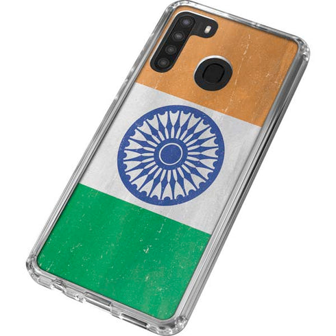India Flag Distressed Galaxy A21 Clear Case
