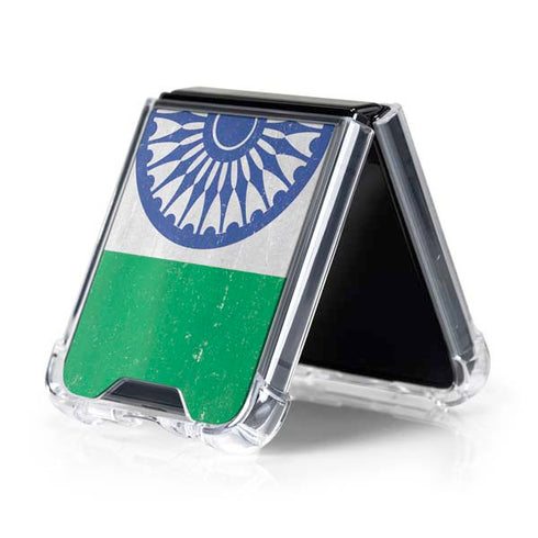 India Flag Distressed Galaxy Z Flip5 5G Clear Case