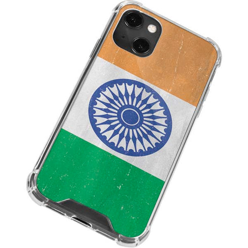 India Flag Distressed iPhone 13 Mini Clear Case