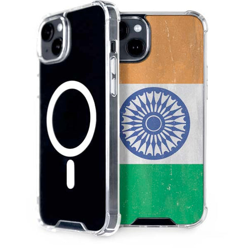 India Flag Distressed iPhone 15 Plus MagSafe Case