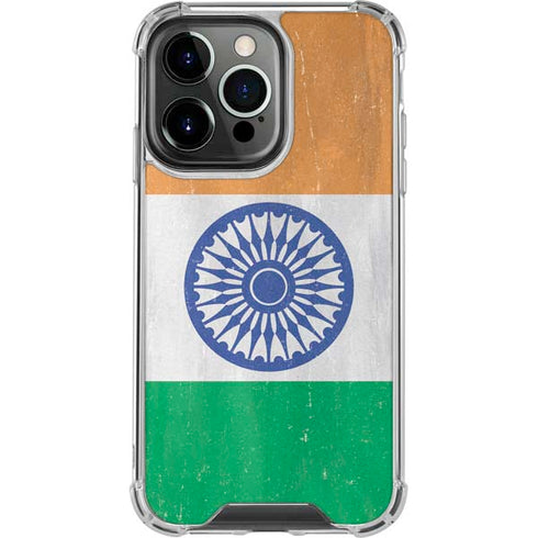 India Flag Distressed iPhone 15 Pro Clear Case