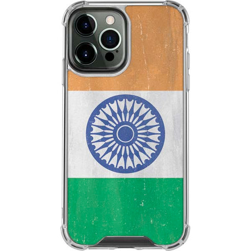 India Flag Distressed iPhone 14 Pro Max Clear Case