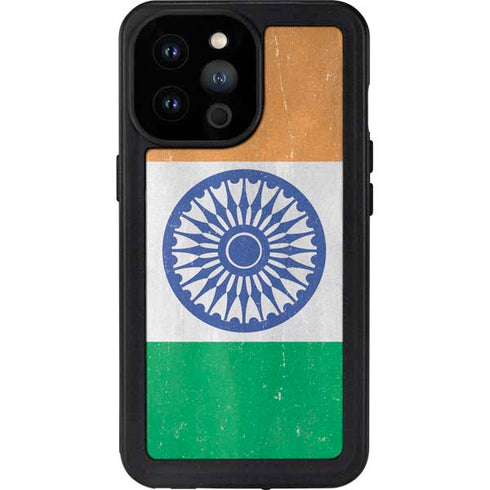 India Flag Distressed iPhone 14 Pro Max Waterproof Case