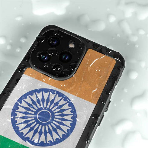 India Flag Distressed iPhone 14 Pro Max Waterproof Case