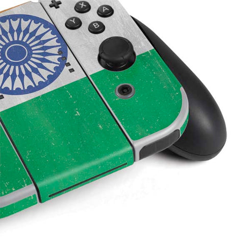 India Flag Distressed Nintendo Switch OLED (2021) Skin