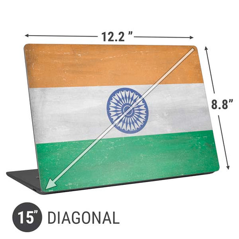 India Flag Distressed Universal Laptop 15in (12.2 x 8.8in) Skin