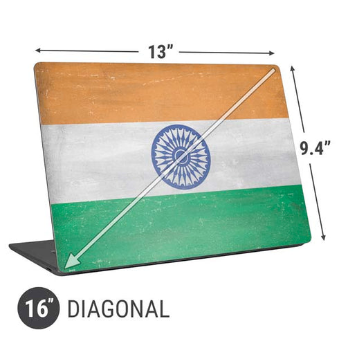 India Flag Distressed Universal Laptop 16in (13 x 9.4in) Skin