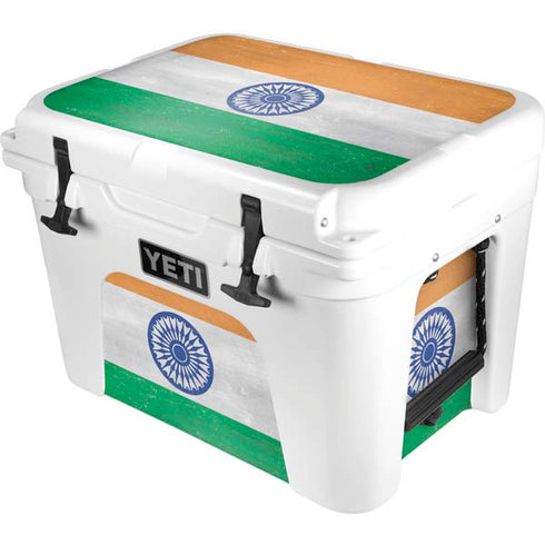 India Flag Distressed YETI Tundra 35 Hard Cooler Skin