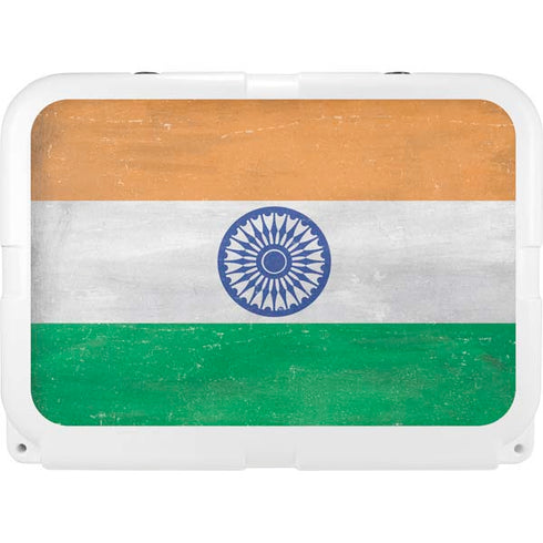 India Flag Distressed YETI Tundra 35 Hard Cooler Skin