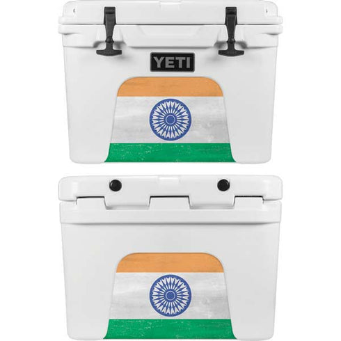 India Flag Distressed YETI Tundra 35 Hard Cooler Skin