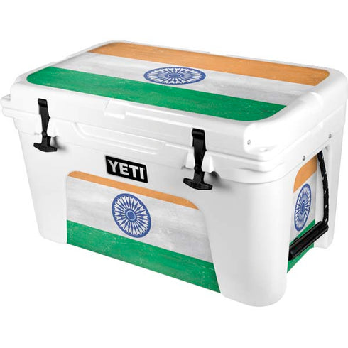 India Flag Distressed YETI Tundra 45 Hard Cooler Skin