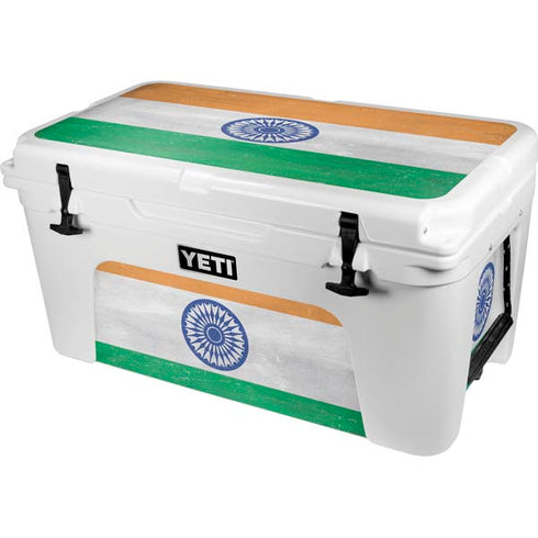 India Flag Distressed YETI Tundra 65 Hard Cooler Skin