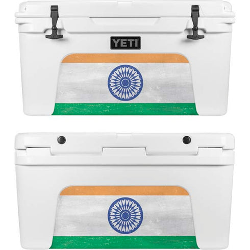 India Flag Distressed YETI Tundra 65 Hard Cooler Skin