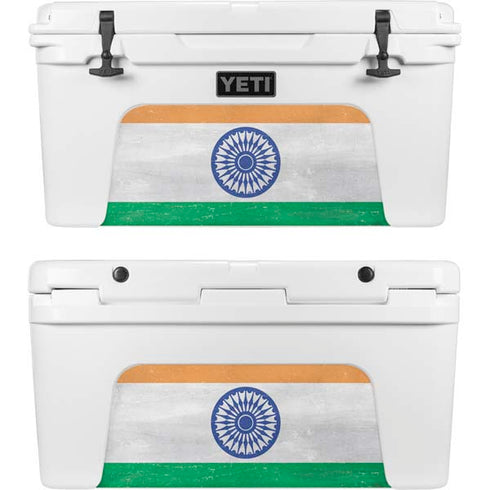 India Flag Distressed YETI Tundra 75 Hard Cooler Skin