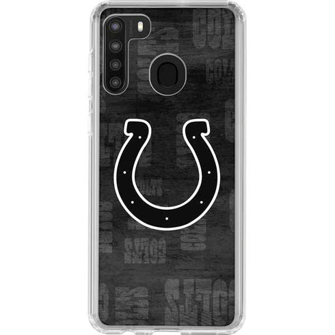 NFL Indianapolis Colts Black & White Galaxy A21 Clear Case