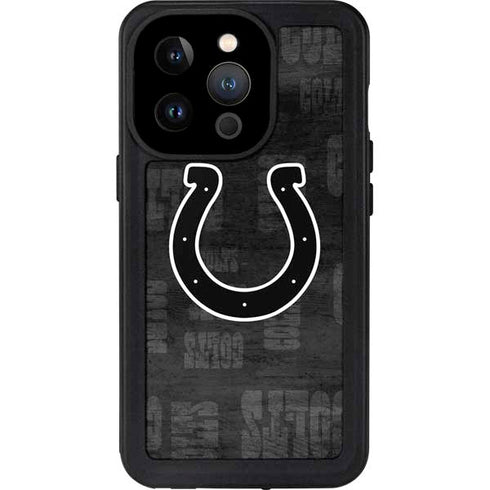 NFL Indianapolis Colts Black & White iPhone 14 Pro Waterproof Case