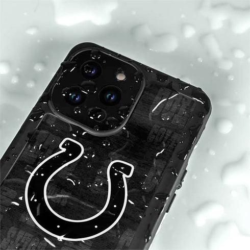 NFL Indianapolis Colts Black & White iPhone 14 Pro Waterproof Case