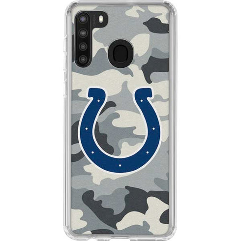 NFL Indianapolis Colts Camo Galaxy A21 Clear Case