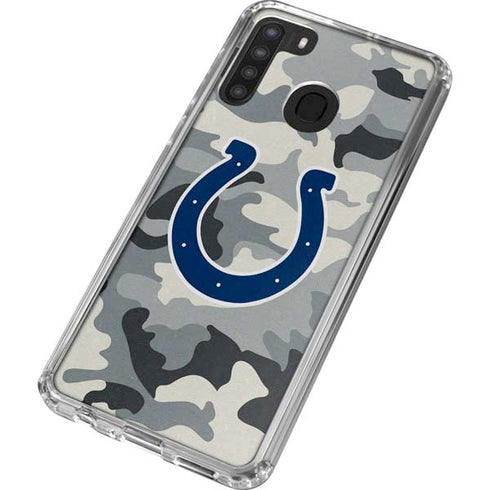 NFL Indianapolis Colts Camo Galaxy A21 Clear Case
