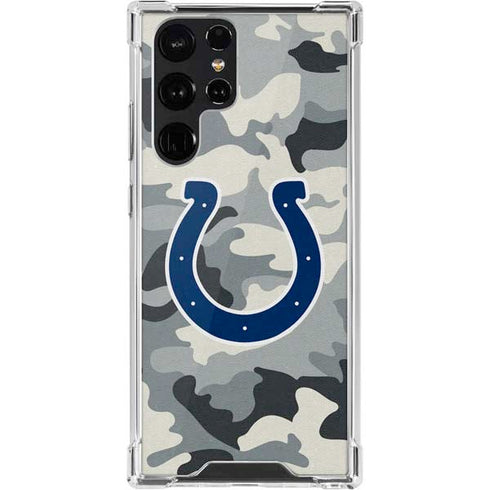 NFL Indianapolis Colts Camo Galaxy S22 Ultra Clear Case