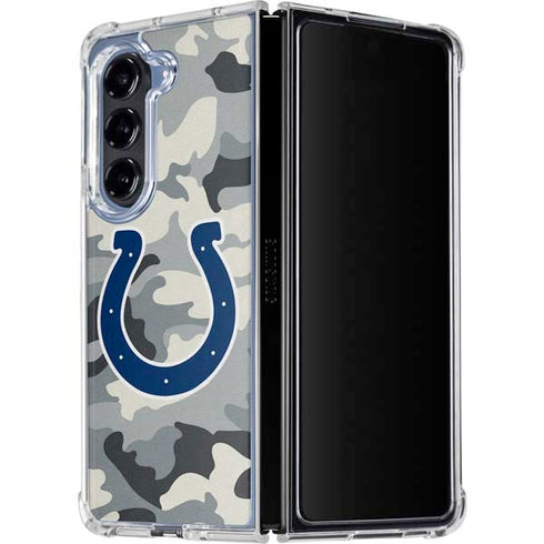 NFL Indianapolis Colts Camo Galaxy Z Fold5 5G Clear Case