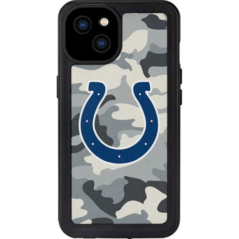 NFL Indianapolis Colts Camo iPhone 15 Plus Waterproof Case