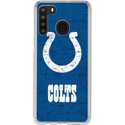NFL Indianapolis Colts Distressed Galaxy A21 Clear Case