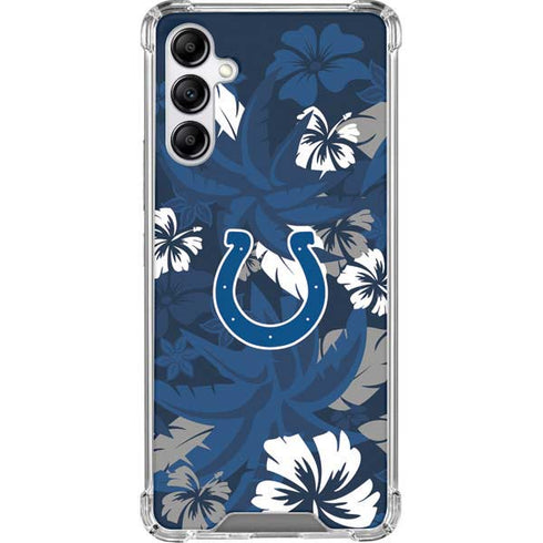 NFL Indianapolis Colts Tropical Print Galaxy A14 5G Clear Case